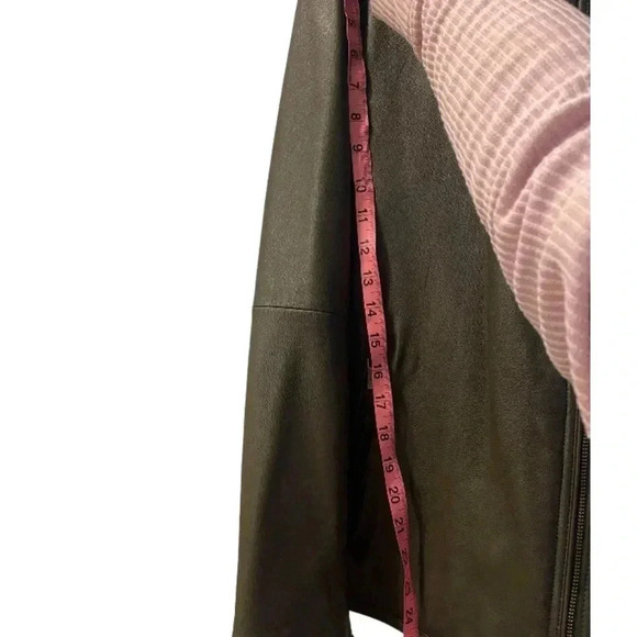 Massimo Dutti Mens Sheep Leather Olive Green Biker Jacket Sz XL - Picture 6 of 9